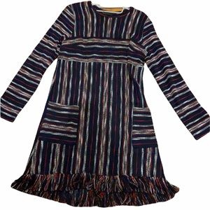 BCBG fringe hem tweed mini sweater dress